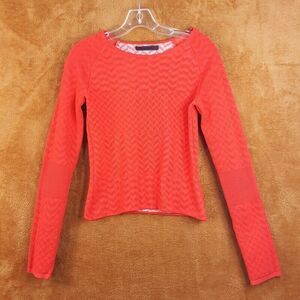 ALEXANDER WANG Womens Sweater XS Red Pullover Chevron Heavy Knit Stretch